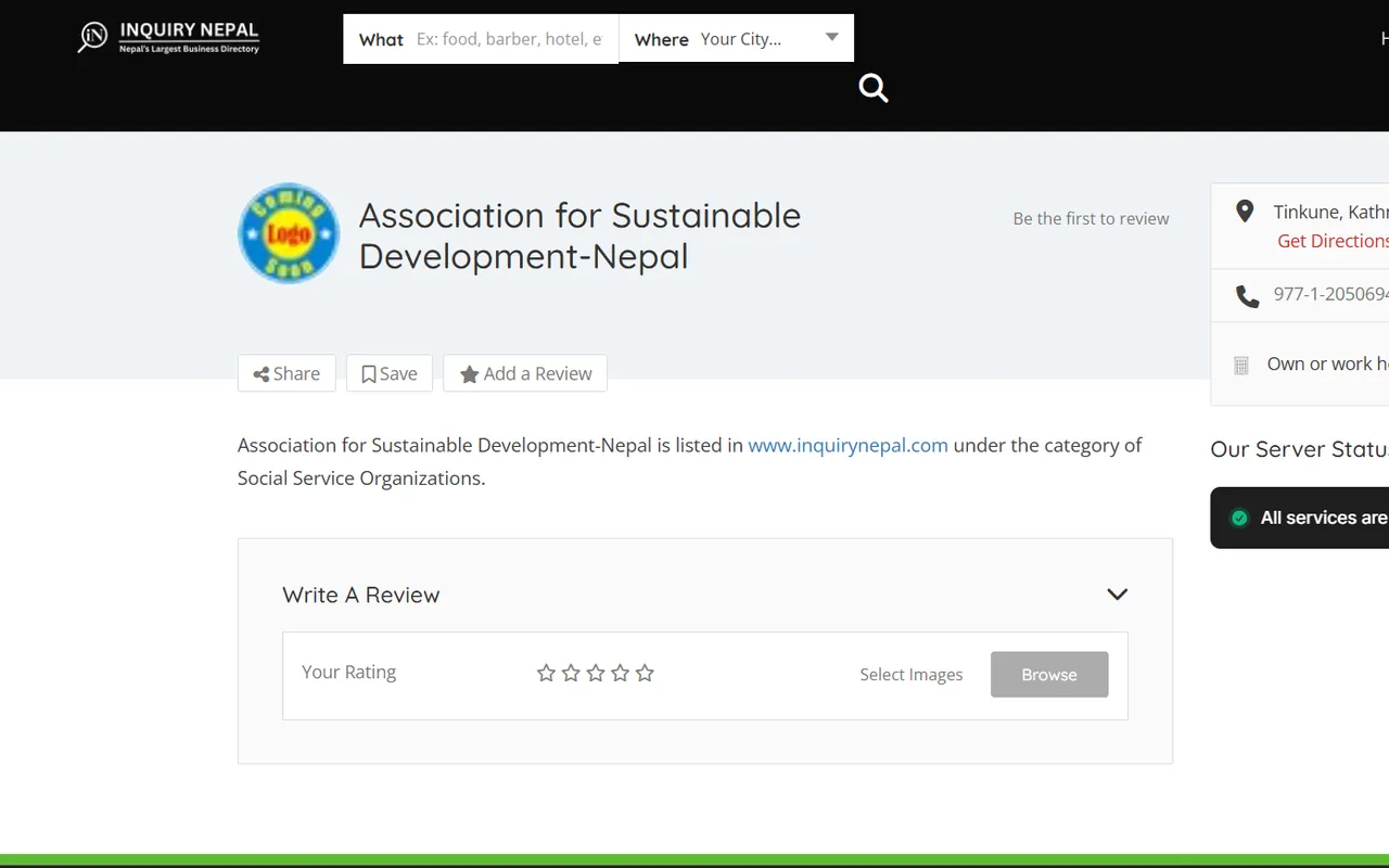 Association for Sustainable Development Nepal profile page